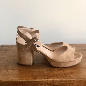 Aqua Bella Suede Block Heel Sandal